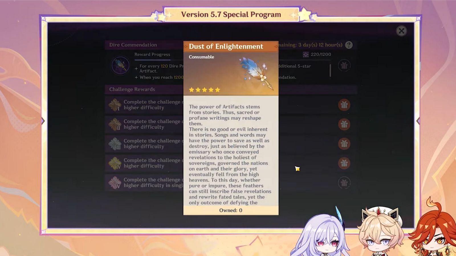 Description for the new Dust of Enlightenment item (Image via HoYoverse)